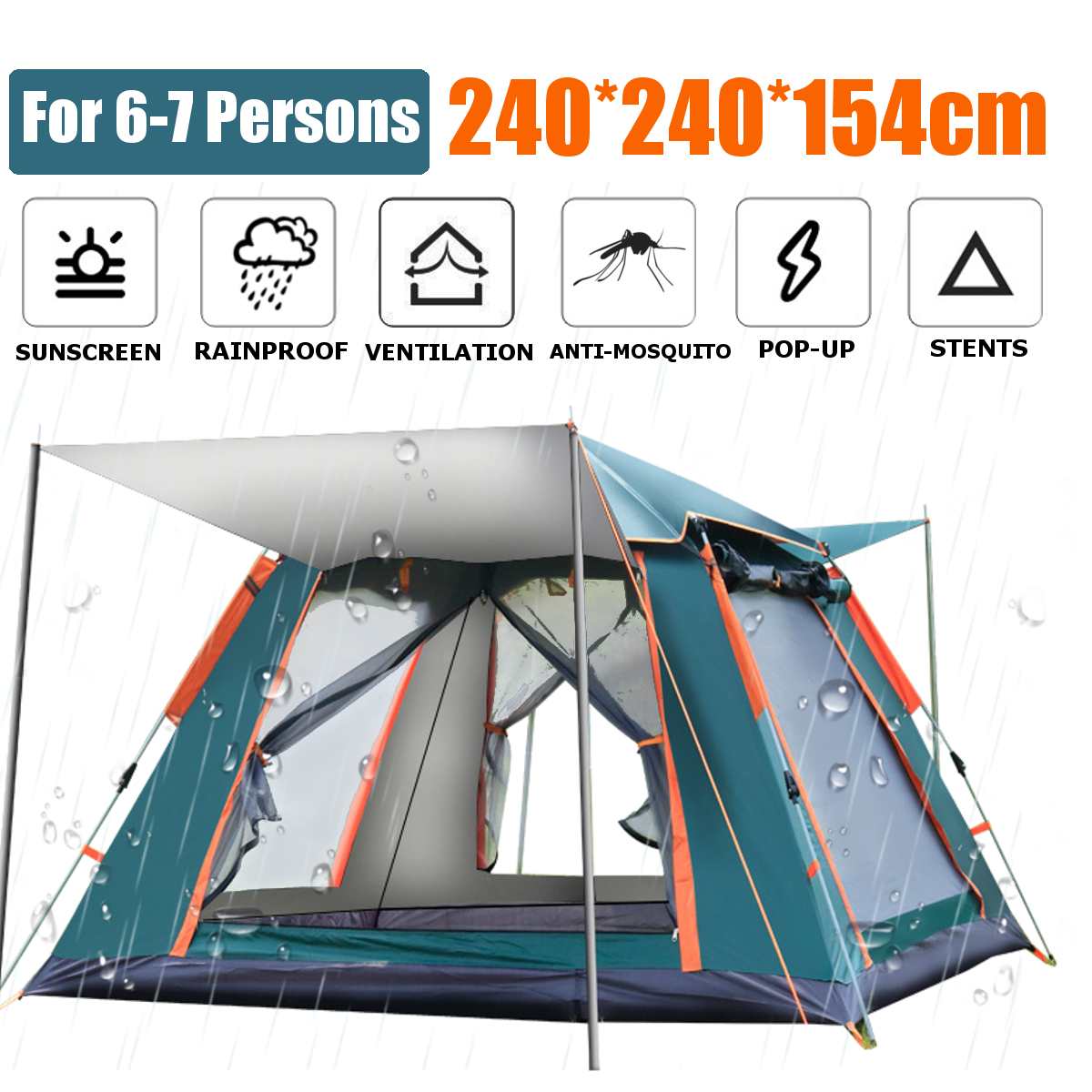 Cheap Goat Tents 6 7 People Large Tent Quick Setup Family Tent Outdoor Camping tent foldable folding tents two layer backpack tents sunshade Tents 